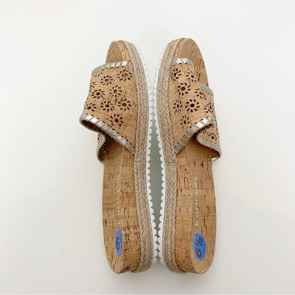 Jack Rogers Metallic Floral Espadrille Cork Slides